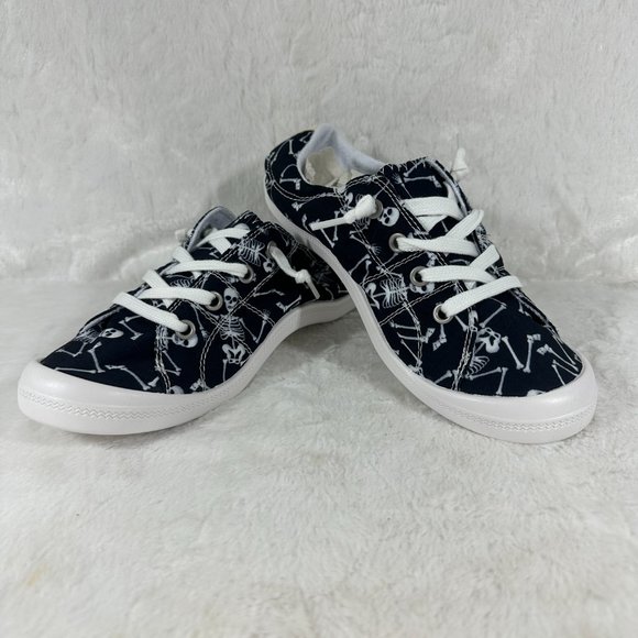 Rosy Shoes - Women's Sneakers Skull - Black & White Skeleton Sneakers lace up New
